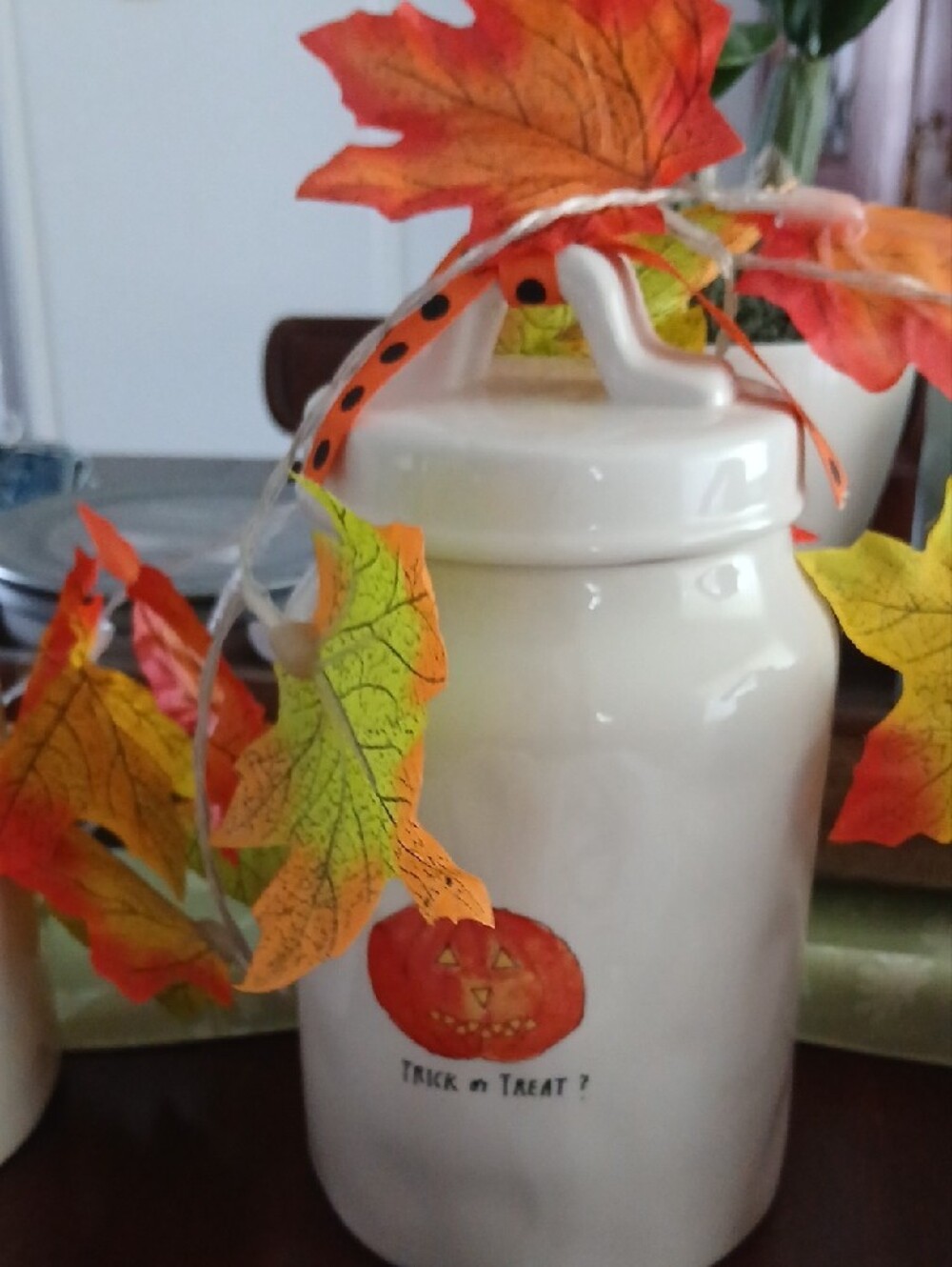 Halloween Ceramic Canister Set with Serving Tray - White, Orange, Black - Picture 3 of 5